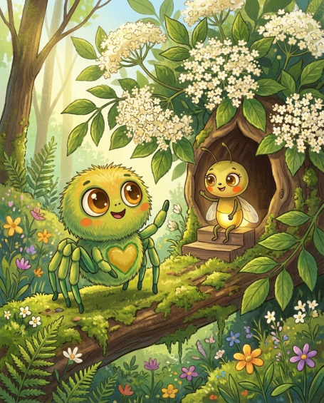 Benni Bahama auf dem Weg zu Lumi Leuchtkäfer – Illustration aus 'Benni Bahama und
Lumis neue Freundin'