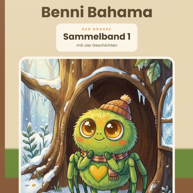 Cover der gebundenen Weihnachts-Sammelausgabe „Benni Bahama", vier Geschichten für Kinder von 4 bis 8 Jahren