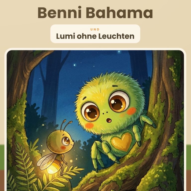 Cover von „Benni Bahama und Lumi ohne Leuchten", Bilderbuch für Kinder von 4 bis 8 Jahren