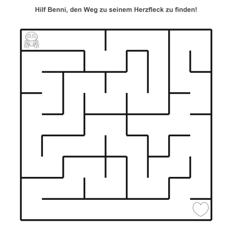 Labyrinth-Rätsel mit Benni Bahama – Illustration aus 'Bennis erstes Rätsel- und Malbuch'.