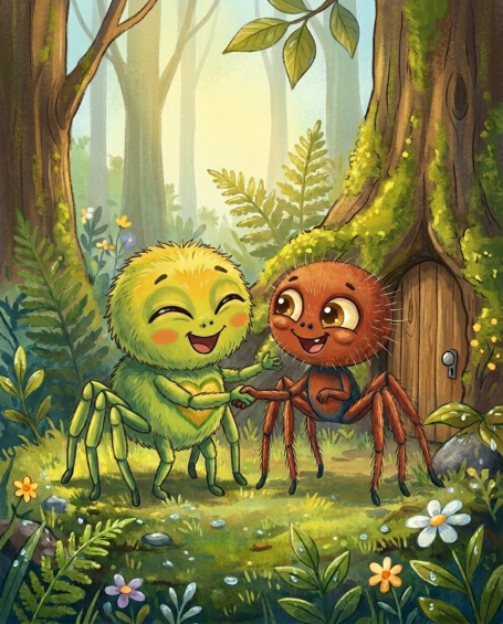 Benni und Randy versöhnen sich – Illustration aus 'Benni Bahama und die zu schnellen Worte'