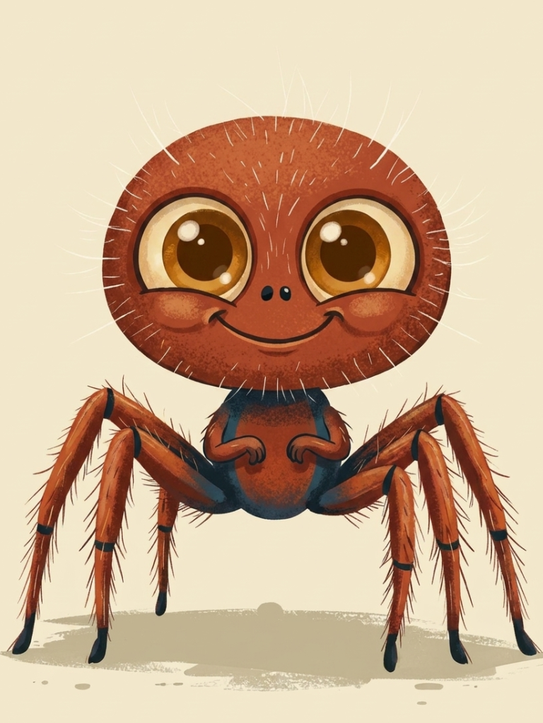 Randy Rad, rote Radnetzspinne aus der Benni-Bahama-Reihe