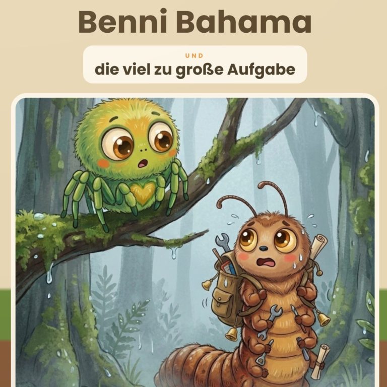 Cover von „Benni Bahama und die viel zu große Aufgabe", Bilderbuch für Kinder von 4 bis 8 Jahren
