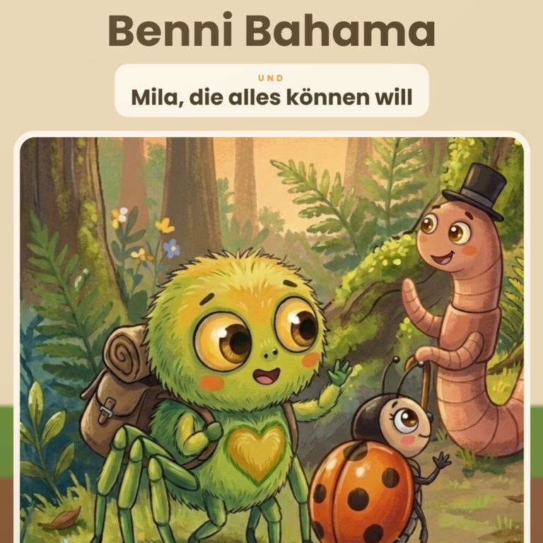 Cover von „Benni Bahama und die viel zu große Aufgabe", Bilderbuch für Kinder von 4 bis 8 Jahren